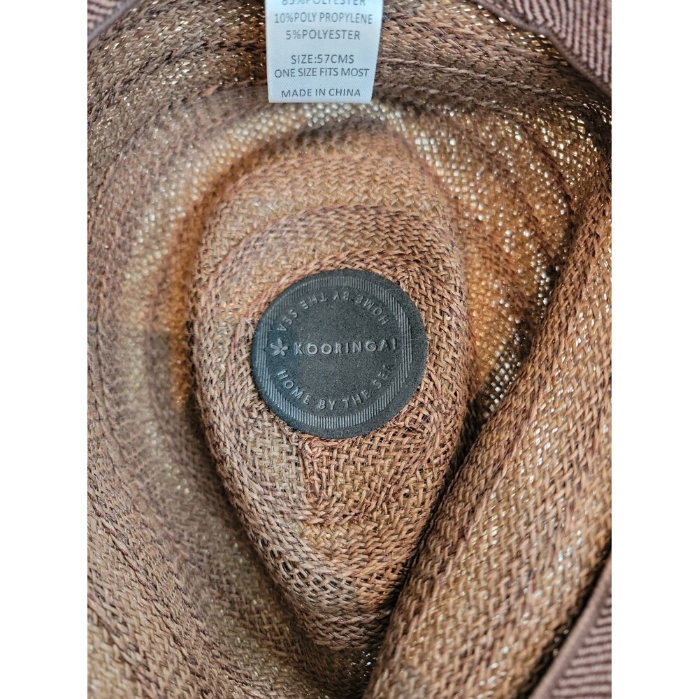 Men's KOORINGAL Straw Fedora Hat One Size Brown Beige - Picture 5 of 8